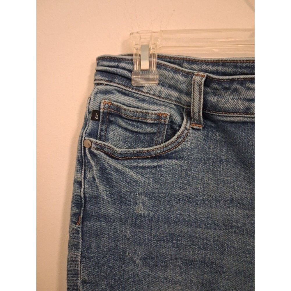 Judy Blue Cutoff Denim Shorts Large Blue Raw Hem Boho Distressed Festival - Picture 3 of 9